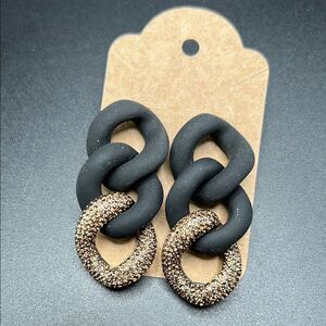 BOGO Free Jewelry...Chico’s Black Hoops and Crystal Interlocking Earrings